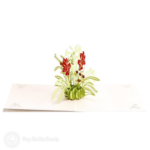 Red Daffodil Handmade 3D Pop-Up Card