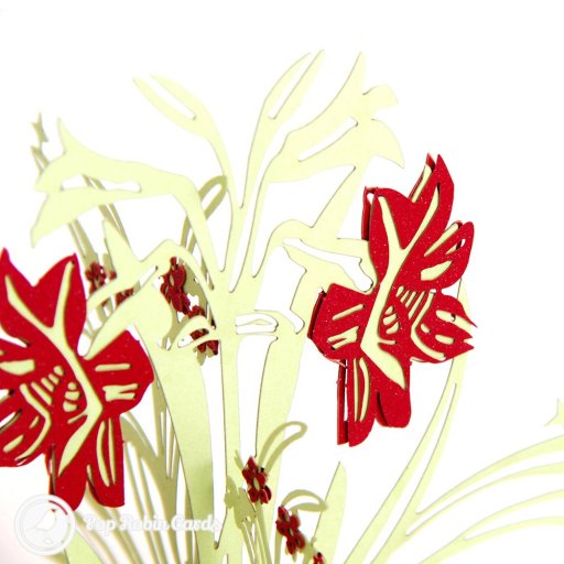 Red Daffodil Handmade 3D Pop-Up Card