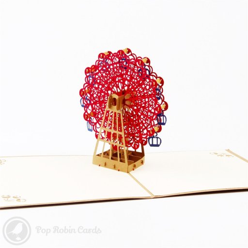Red Ferris Wheel 3D Pop-Up Greetings Card