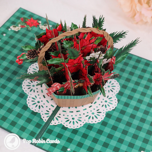 Red & Green Christmas Bouquet 3D Pop Up Card