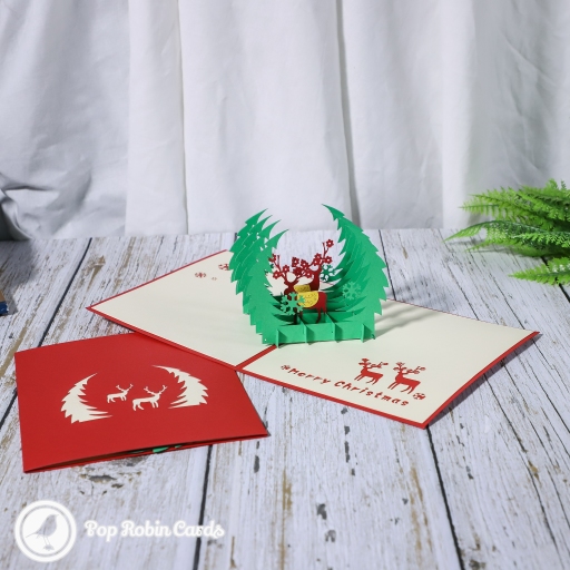 Reindeer In Forest Glade Handmade Card