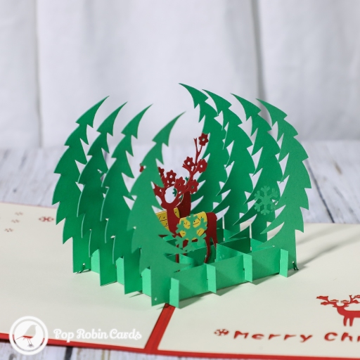 Reindeer In Forest Glade Handmade Card