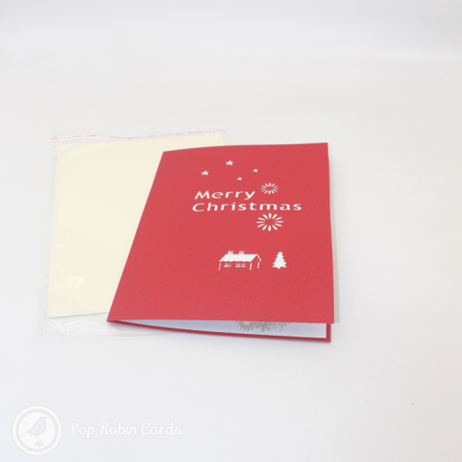 Reindeer Sleigh Through Forest 3D Handmade Card