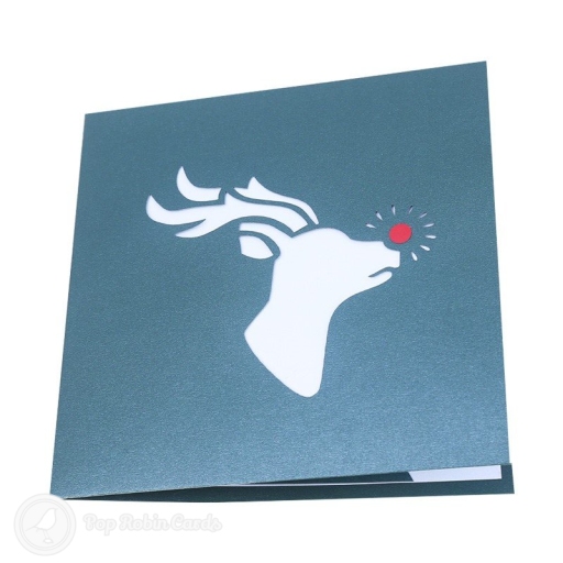 Rudolf The Reindeer In Forest 3D Pop Up Christmas Card