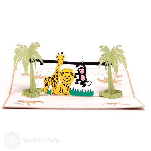 Safari Animals 3D Pop Up Greeting Card