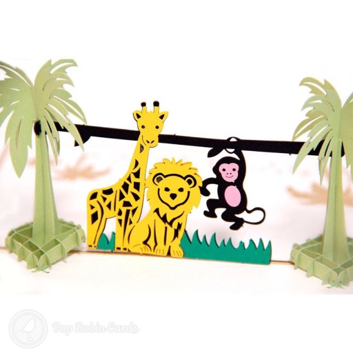 Safari Animals 3D Pop Up Greeting Card