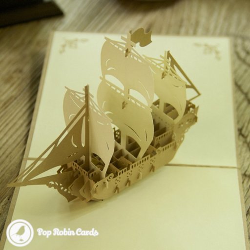 Sailling Boat Journey "Have A Nice Trip" 3D Handmade Pop Up Card