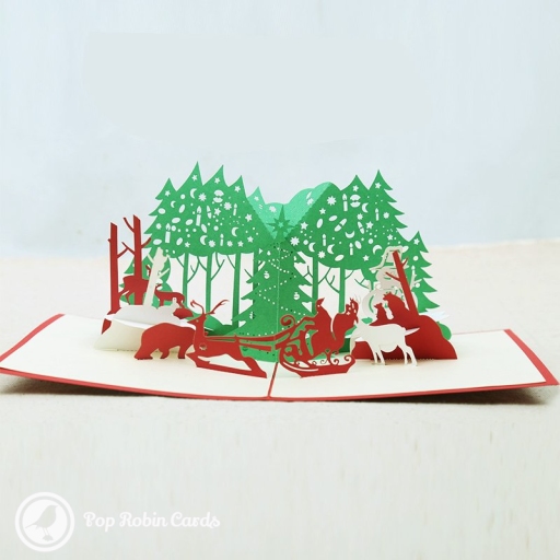 Santa Christmas Forest 3D Pop Up Christmas Card