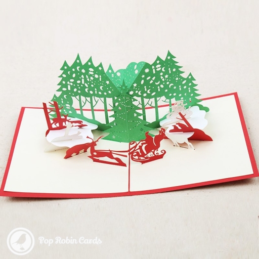 Santa Christmas Forest 3D Pop Up Christmas Card