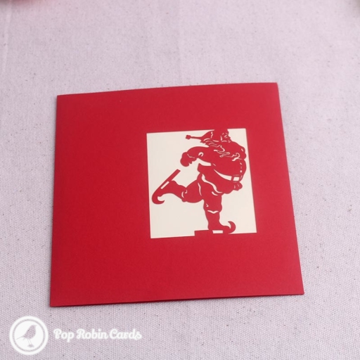 Santa Dances On Ice Skates 3D Pop Up Handmade Card