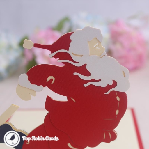 Santa Dances On Ice Skates 3D Pop Up Handmade Card