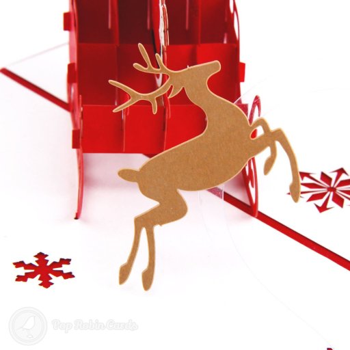Santa Flying in His Sleigh 3D Pop-up Christmas Card