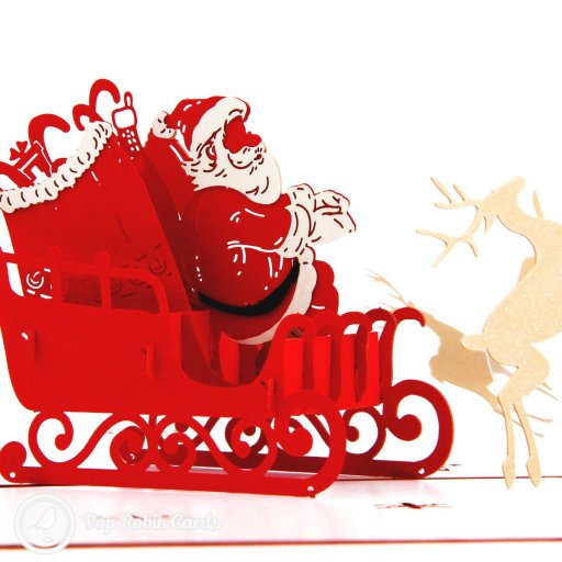 Santa Flying in His Sleigh 3D Pop-up Christmas Card