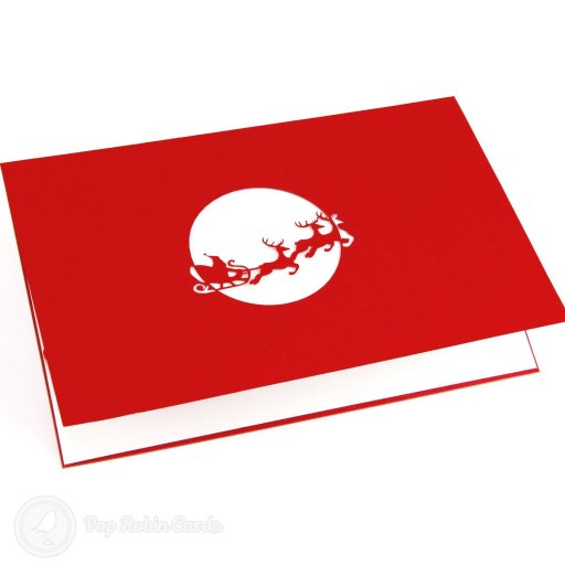 Santa Flying in His Sleigh 3D Pop-up Christmas Card