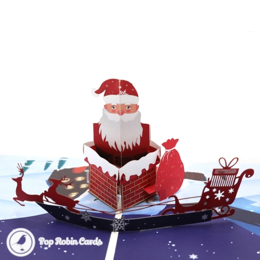 Santa In Chimney 3D Handmade Pop Up Card