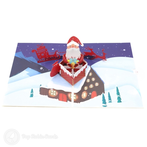 Santa In Chimney 3D Handmade Pop Up Card