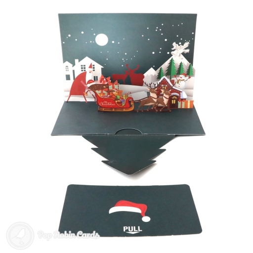 Santa In Christmas Eve Moonlight 3D Pop-Up Christmas Card