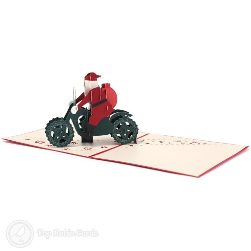 Santa on Motorbike Handmade 3D Pop-Up Christmas Card