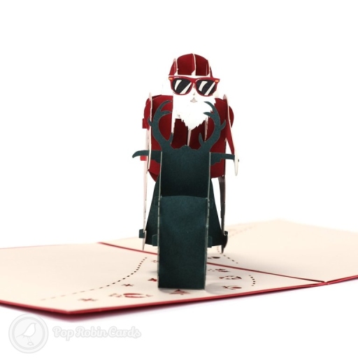 Santa on Motorbike Handmade 3D Pop-Up Christmas Card