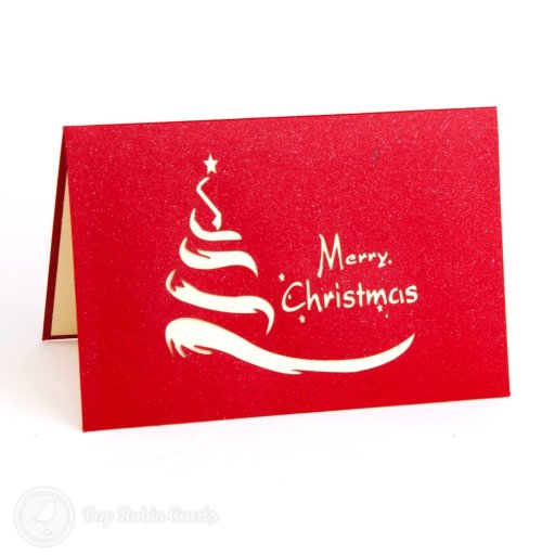 Santa Pulling A Lazy Reindeer On Sleigh Handmade 3D Pop Up Christmas Card