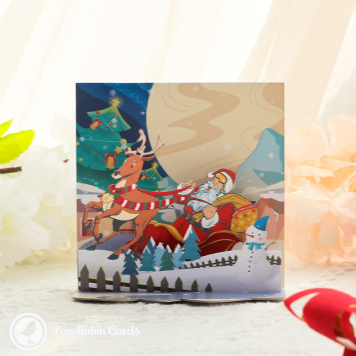Santa & Rudolf 3D Pop Up Small Christmas Card