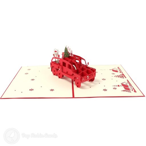 Santa & Rudolf Christmas Car Handmade 3D Pop-Up Christmas Card