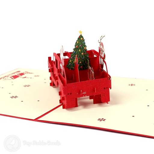 Santa & Rudolf Christmas Car Handmade 3D Pop-Up Christmas Card