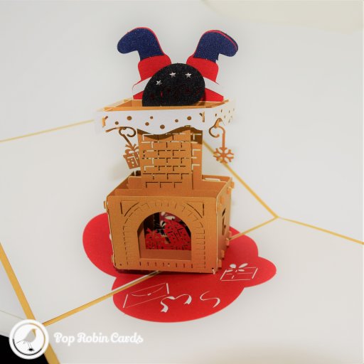 Santa Stuck In The Chimney Handmade 3D Pop-Up Funny Christmas Card