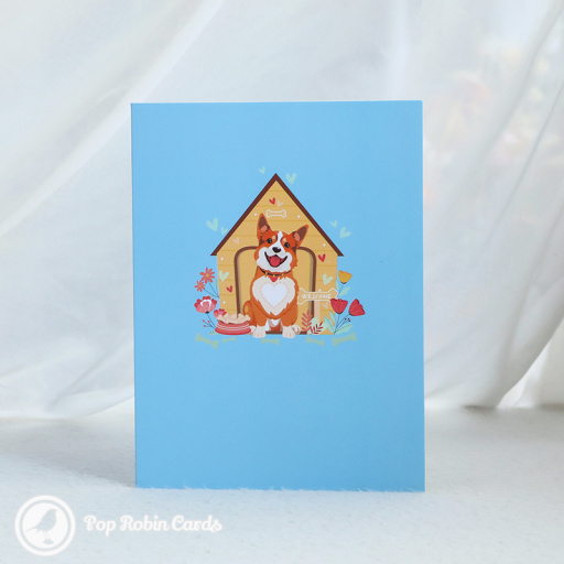 Shiba Inu Dog Kennel 3D Pop Up Greetings Card