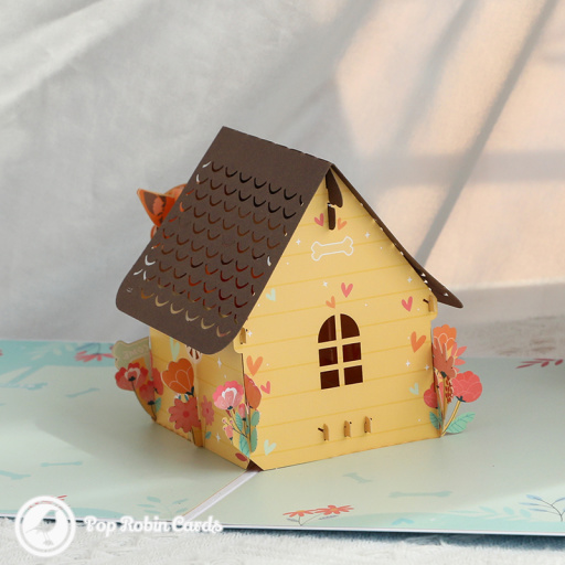Shiba Inu Dog Kennel 3D Pop Up Greetings Card