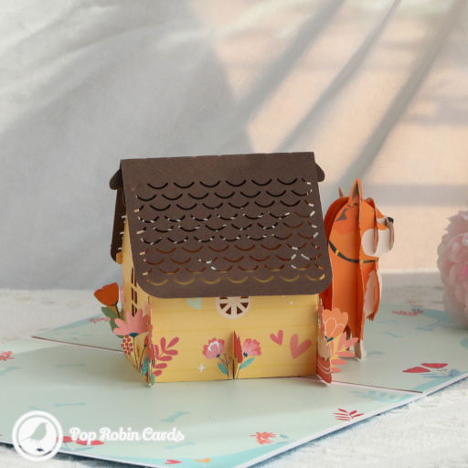 Shiba Inu Dog Kennel 3D Pop Up Greetings Card