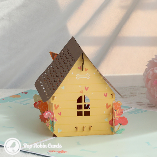 Shiba Inu Dog Kennel 3D Pop Up Greetings Card