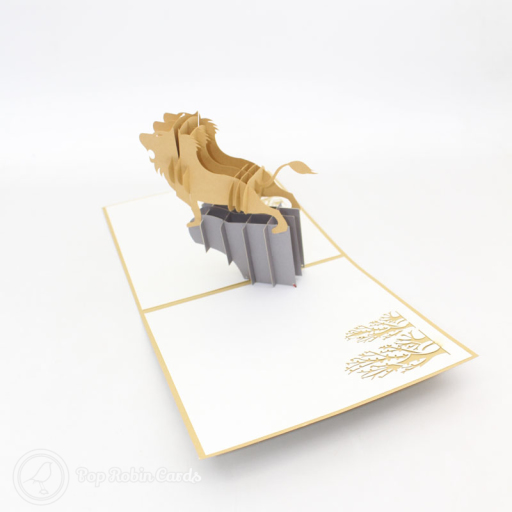 Lion Roaring On Rock 3D Pop Up Card