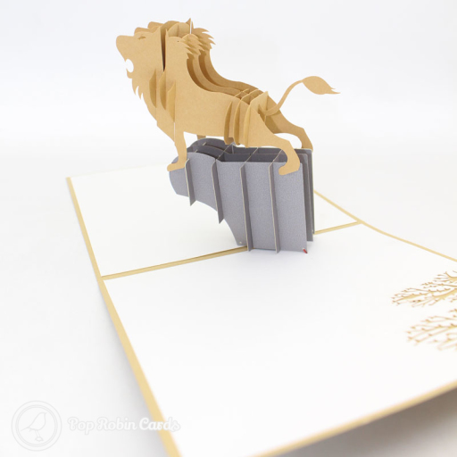 Lion Roaring On Rock 3D Pop Up Card
