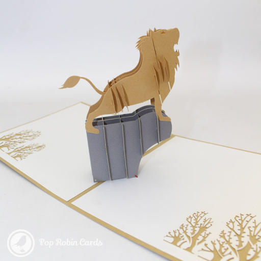 Lion Roaring On Rock 3D Pop Up Card