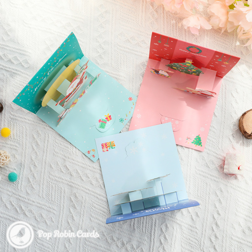 Small Father Christmas Scene Handmade 3D Pop Up Greeting Card