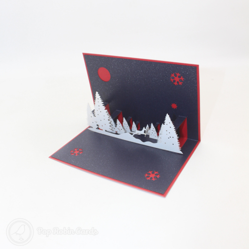 Snowy Forest At Night 3D Handmade Card