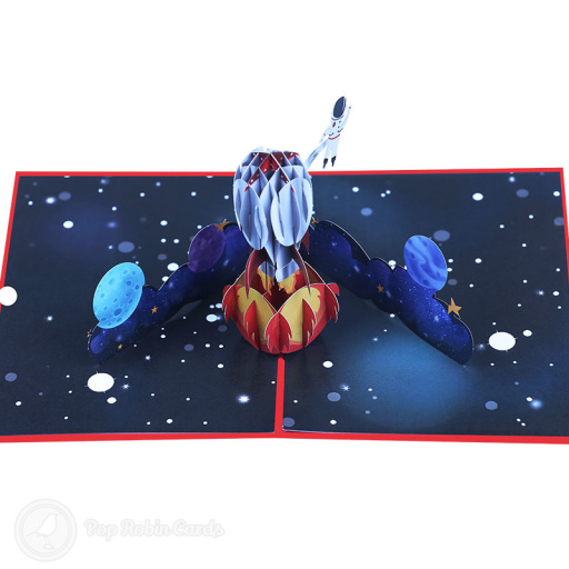 Space Rocket And Astronaut 3D Pop Up 3D Greetings Card