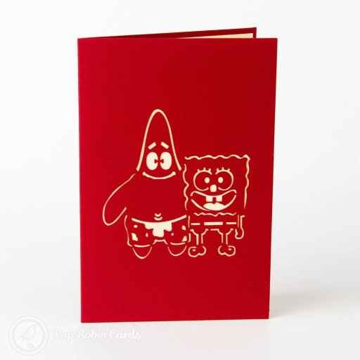 Spongebob Square Pants And Patrick Handmade 3D Pop-Up Card