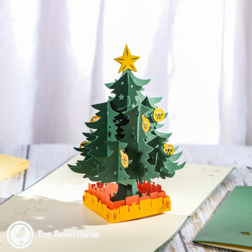 Star And Baubles Christmas Tree 3D Pop Up Christmas Card