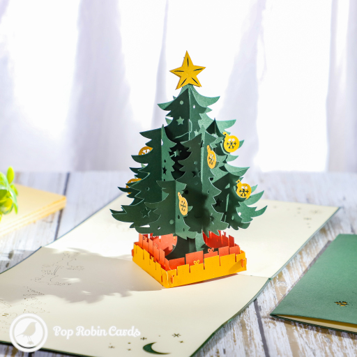 Star And Baubles Christmas Tree 3D Pop Up Christmas Card