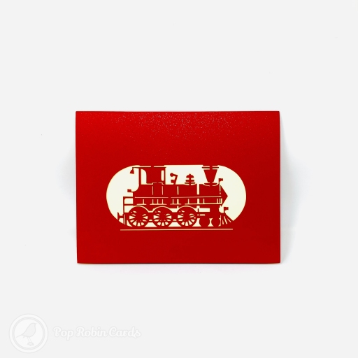 Steam Train With Red Cover 3D Pop Up Card