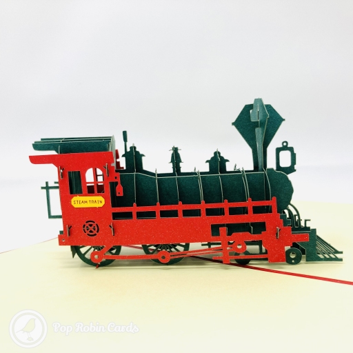 Steam Train With Red Cover 3D Pop Up Card