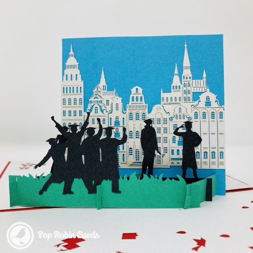 Students Celebrating Graduation 3D Pop Up Card