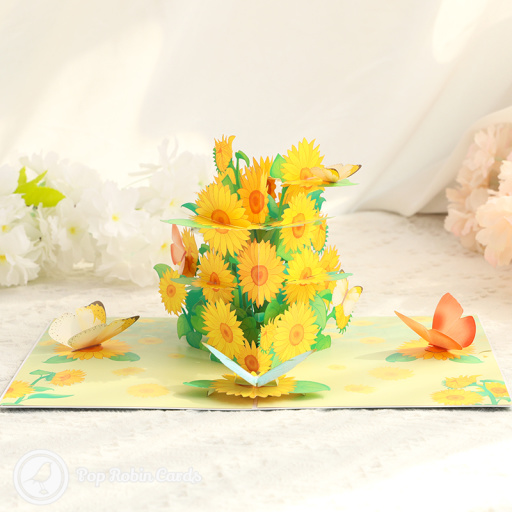 Sunflowers And Butterflies Handmade 3D Greeting Card