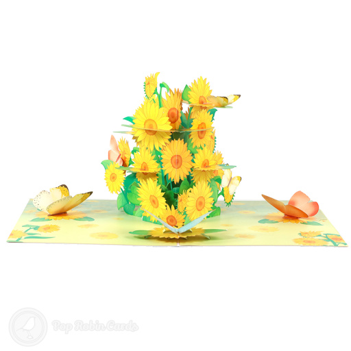 Sunflowers And Butterflies Handmade 3D Greeting Card