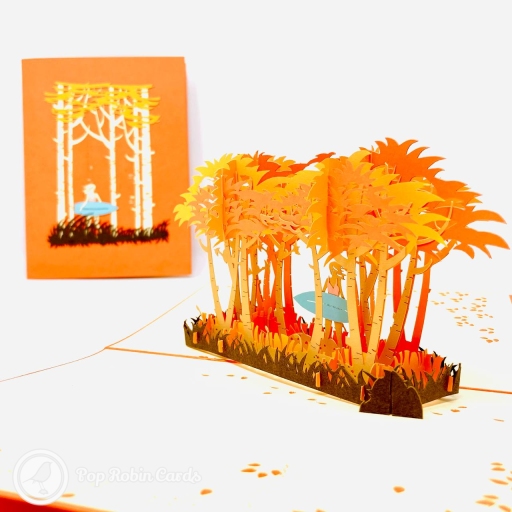 Surfer In Sunset Grove 3D Handmade Pop Up Card
