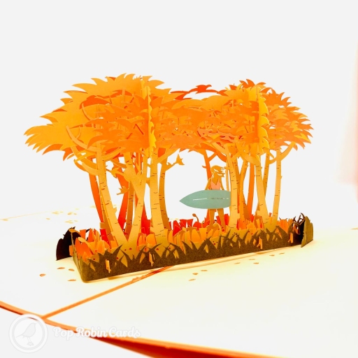 Surfer In Sunset Grove 3D Handmade Pop Up Card