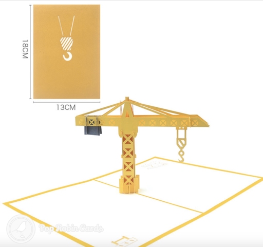 Tall Tower Crane 3D Pop Up Handmade Card