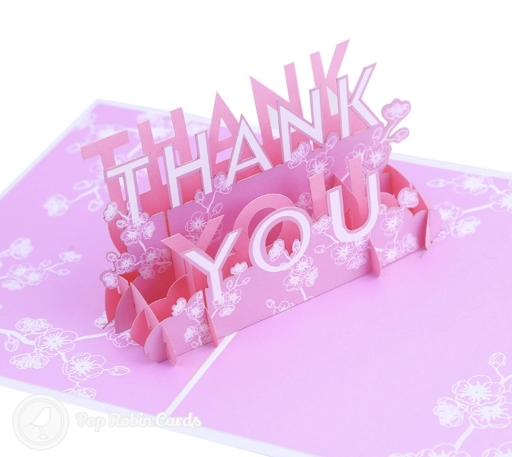 Floral Pink Thank You Handmade 3D Pop Up Card